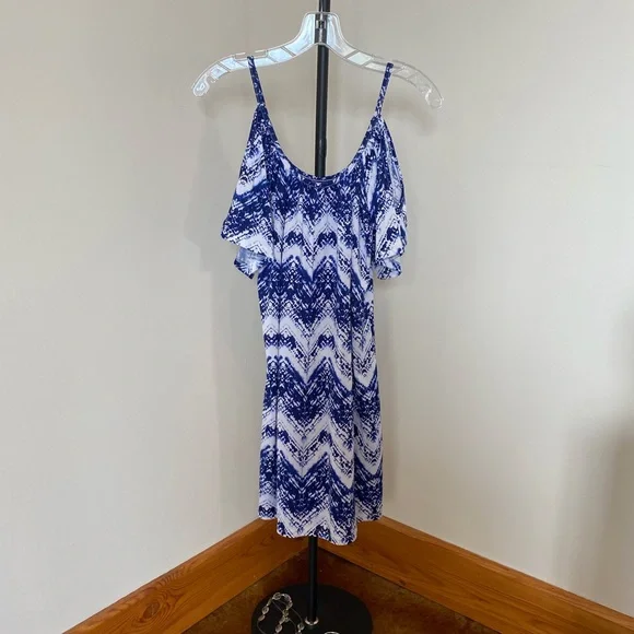 VENUS Cold-shoulder Dress XS Blue/White - Picture 3 of 5